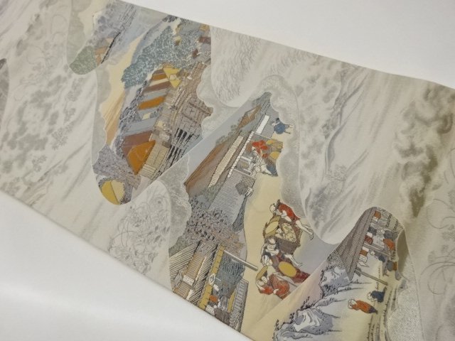 JAPANESE KIMONO / FUKURO OBI / PLATINUM FOIL / WOVEN 35 STATIONS